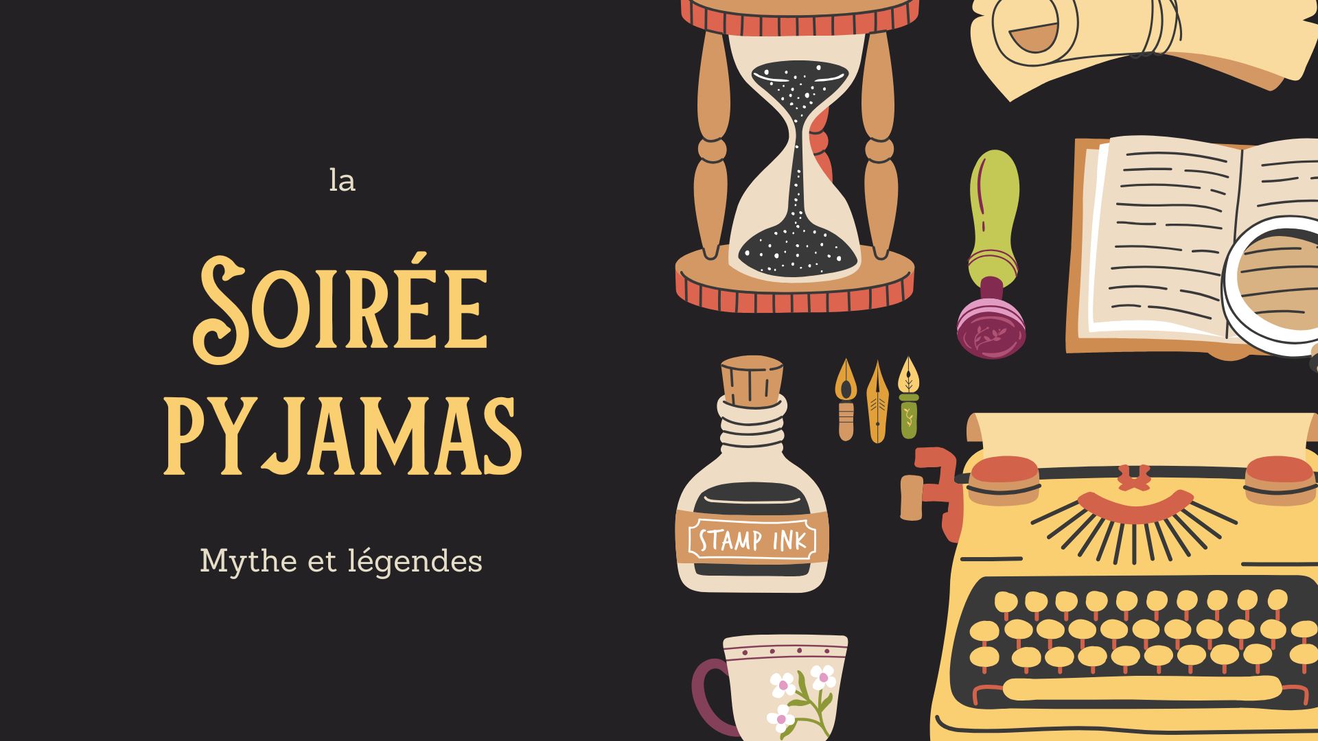 ELA Genres of Literature Educational Presentation in Dark Gray and Yellow Lined and Illustrative Style