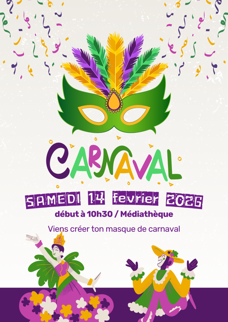 Affiche Evenement Carnaval Moderne Illustre Beige Colore
